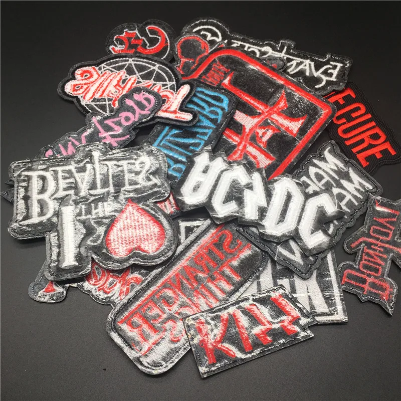 20PCS/Lot Classic Music Metal Rock Band Patches Embroidered Iron Patches for Clothes Stickers Sweing On Jeans jacket