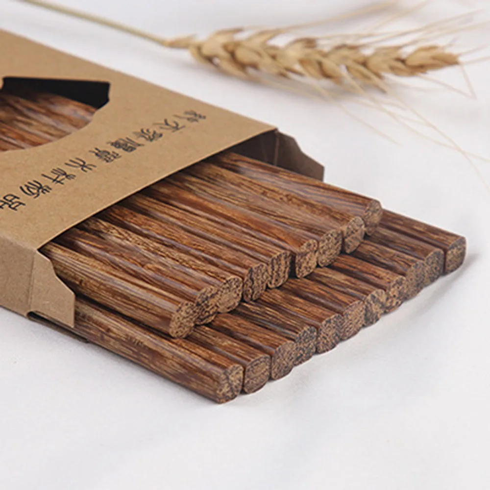 10pcs/Lots Handmade No Paint No Wax Natural Wood Rosewood Chopsticks Set 25*1*0.5cm