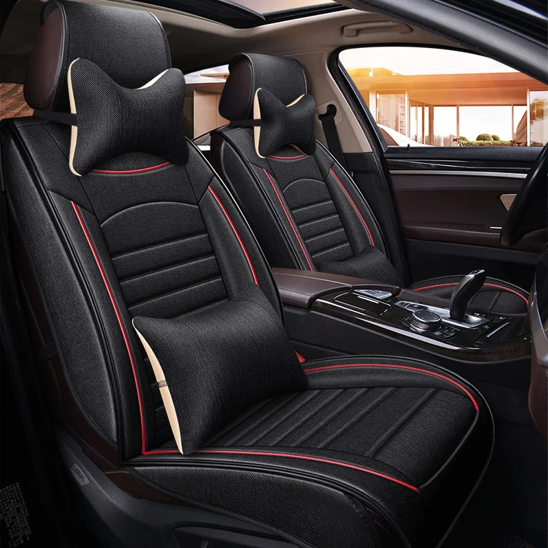 Full Coverage flax fiber car seat cover auto seats covers for kia niro optima sorento soul spectra sportage 2 3 4 | Автомобили и