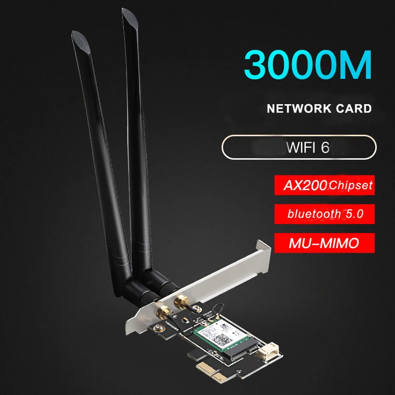3000 Мбит/с беспроводная WiFi сетевая карта адаптер с Intel AX200 беспроводной для