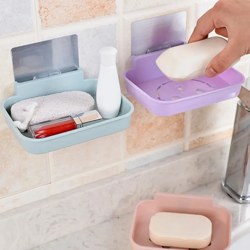 

Sucker Soap Dish Bathroom Kitchen Wall-Mounted Drain Suction Cup Hollow Soap Shelf Holder Hanging Rack Holder Bathroom