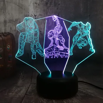 

The Avengers Marvel Spiderman Black Panther 3D Night Light Mixed Color Desk Lamp Home Decor Kid Toy Fans Birthday Christmas toys