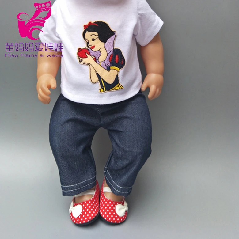  for 17" baby doll snow white princess tee T-shirt and jeans pants for 18 inch girl dolls clothes se