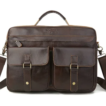 

Genuine Cowhide Leather Men's Handbag Shoulder Bag Luxury Designer Male Business Bag High Quality Real Leather Men Work Handbag