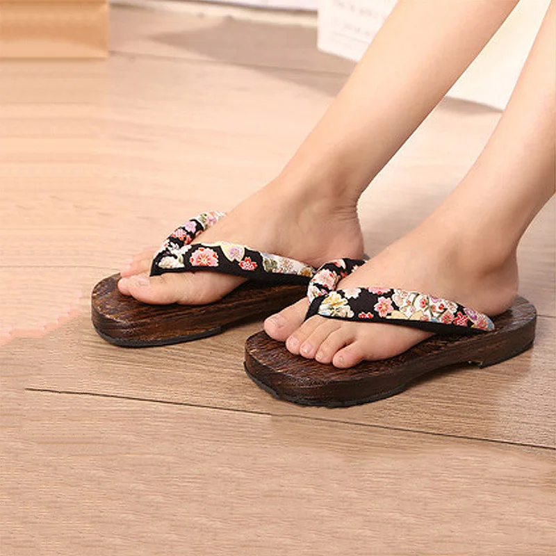 Модные летние мужские сандалии Geta Нескользящие деревянные шлепанцы на танкетке