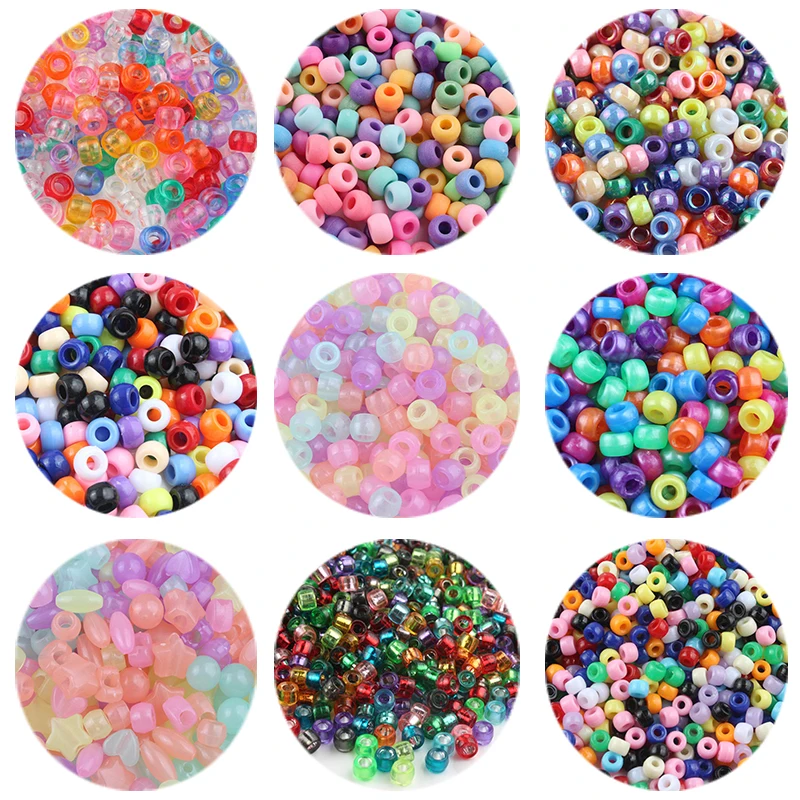 Big-Hole Spacer-Beads Jewelry-Accessories Handicrafts Acrylic Round Candy-Color 6mm 