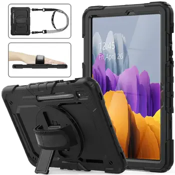 

for Samsung Galaxy tab S7 Case SM-870 875 Funda Shockproof Protective 360 Rotate Wrist&Neck Strap Cover for Galaxy tab S7