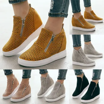 

Punk Plus fur warm casual Women Ladies Fashion Sole Hollow Zipper Ankle Flat Round Toe Casual Boots Shoes botas mujer#112935