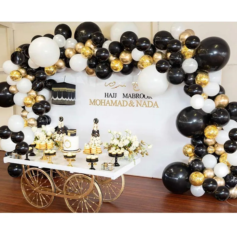 

100pcs/set Latex White Black gold Balloon Garland arch Chain Kit birthday party decoration boy baby shower Engagement Decor
