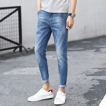 

2020 Men's New Slim Jeans Men's Korean Stretch Pants Student Trend Wild Casual Nine Pants