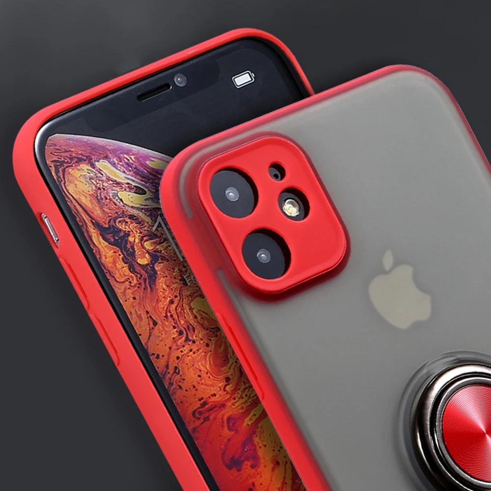 Магнитный чехол бампер с кольцом держателем для iPhone 11 Pro Max XR XS 8 7 6 6S Plus прозрачный