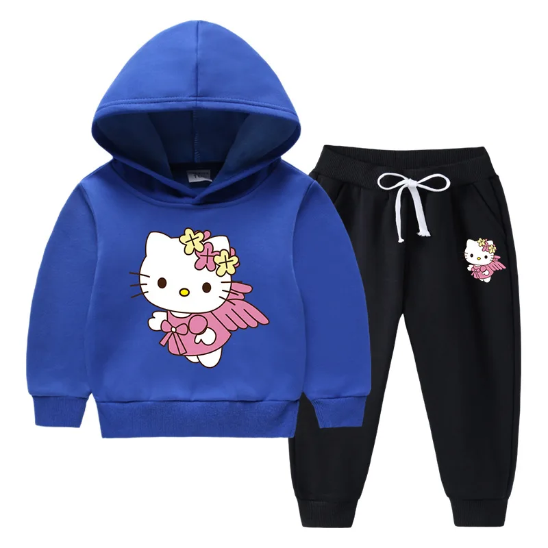 thumbnail image 1 of Hello Kitty-Conjunto de suéter con capucha para niños, Tops estampados bonitos, ropa cálida de lana a la moda para niñas, Otoño e Invierno, 1 of 5