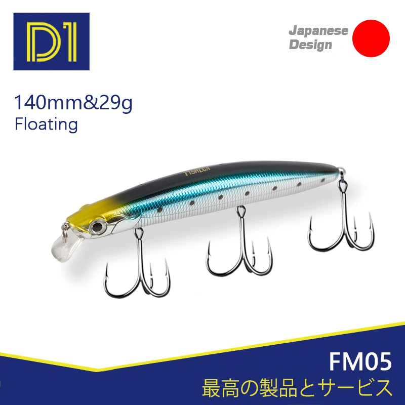 

D1 MINNOW Fishing Lures 120/140MM 19/29G Floating Hard Baits Origin Hooks Laser Surface Isca Artificial Jerkbait Fishing Tackle