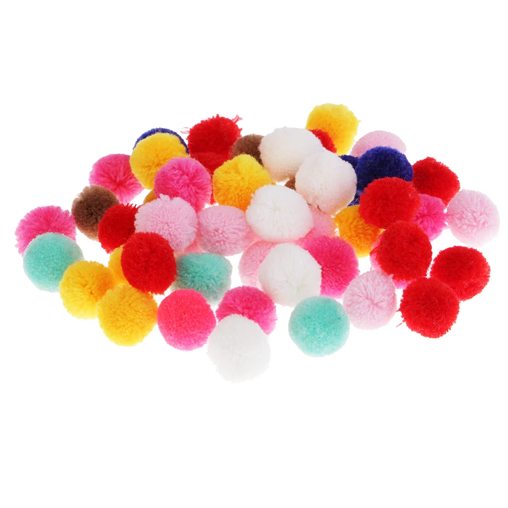 50 Pieces Mixed Color Garment Embellishments Decors Yarn Pompom Ball DIY Crafts Pom Poms DIY Hair Accessories 20mm