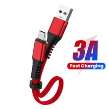 3A szybkie ładowanie kabel USB do transmisji danych 30cm składany Micro USB/typ C Kable nylonowy warkocz ładowarka telefoniczna krótki przewód do Xiaomi Huawei