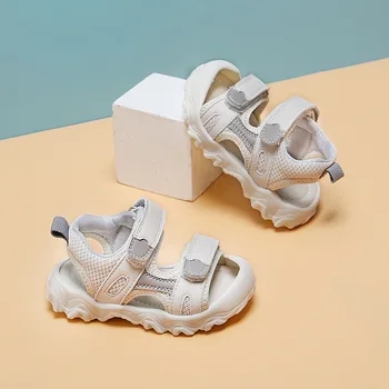

Baby Boys Sandals White Pink Girls Solid Summer Shoes Fashion Hook Loop Button Toddler Beach Sandals Soft Anti-slip Flats