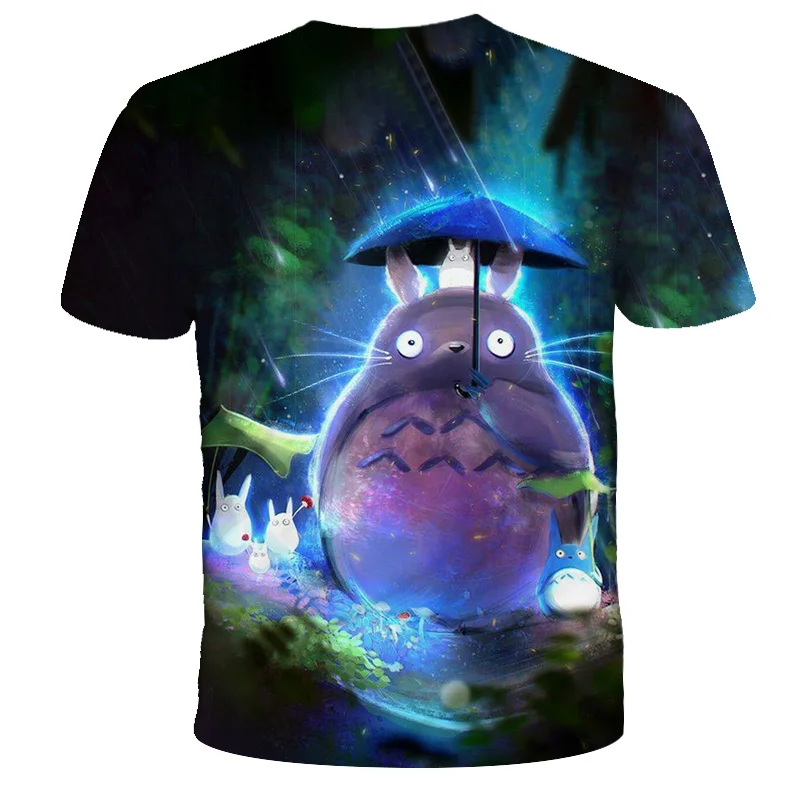 t-shirt cartoon	 Totoro T Shirt Kids Cartoon 3D Printing Harajuku Fashion Casual Boy Girl T-Shirt Summer Comfortable Short Sleeve  4-14T Tops Boys Girls