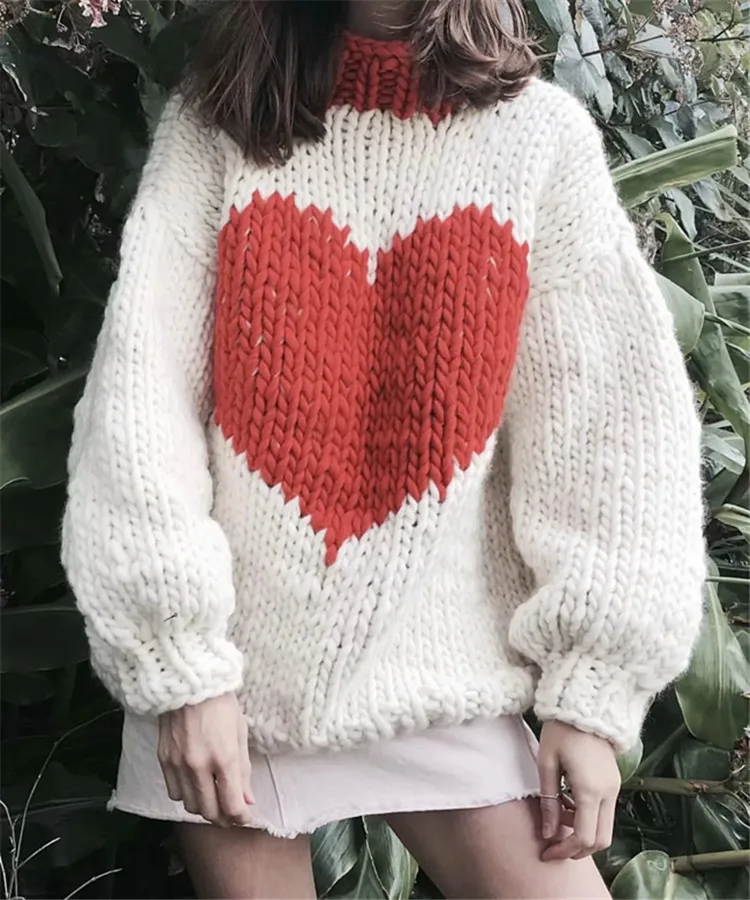 Новинка осени вязаный свитер Женская мода простое украшение в виде слова Love для девочек свободные удобные толстый теплый свитер
