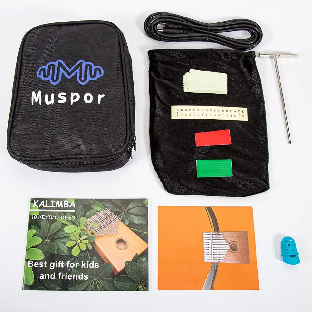 Muspor электрический датчик Kalimba Mbira Calimba с 17 клавишами эквалайзера сумкой и кабелем 3