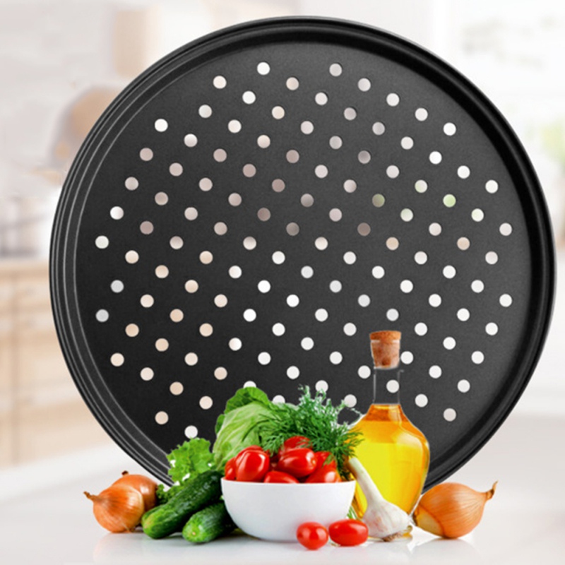 Bakeware Baking Tool Carbon Steel Non-stick Pizza Baking Pan Mesh Tray Plate Round Deep Dish Pizza Pan Tray Mould