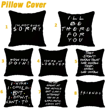 

Classic Funny English Alphabet Black Pillow Case Square Pillowcase 45x45cm Pillow Cover Cotton Linen Home Hotel Car Decorative