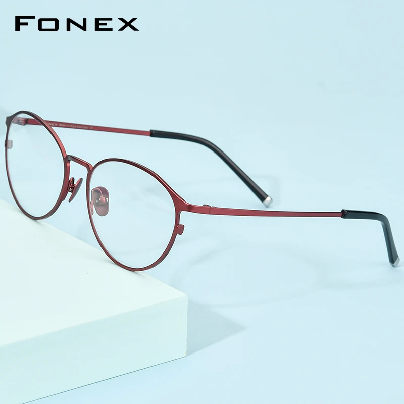 

FONEX Pure Titanium Eyeglasses Frame Women Fashion Retro Round Optical Glasses Prescription Korean Eyewear Men 8501