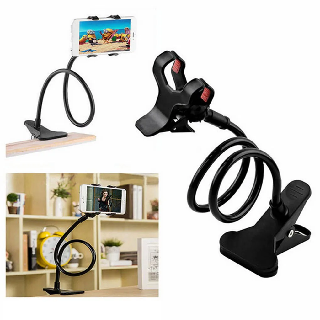 Clip on Phone Holder Bedside Headboard Mounted Phone Bracket Flexible Neck Cellphone ClipPhone