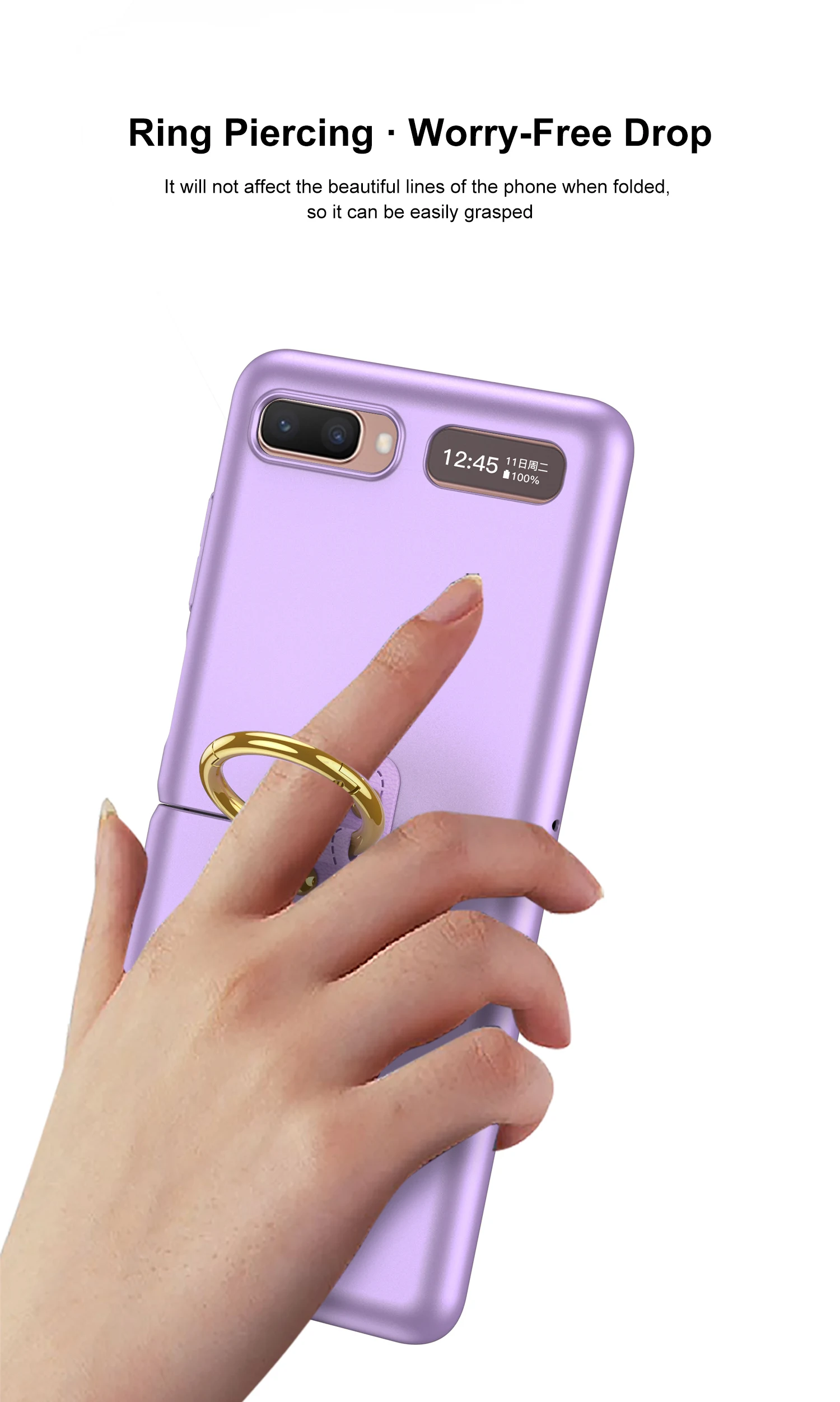 samsung flip phone cute Rezzol Chính Thức Ốp Lưng Dành Cho Samsung Galaxy Samsung Galaxy Z Flip Case Nhẫn Mờ Slim PC Ốp Lưng Móc Khóa cute samsung phone case