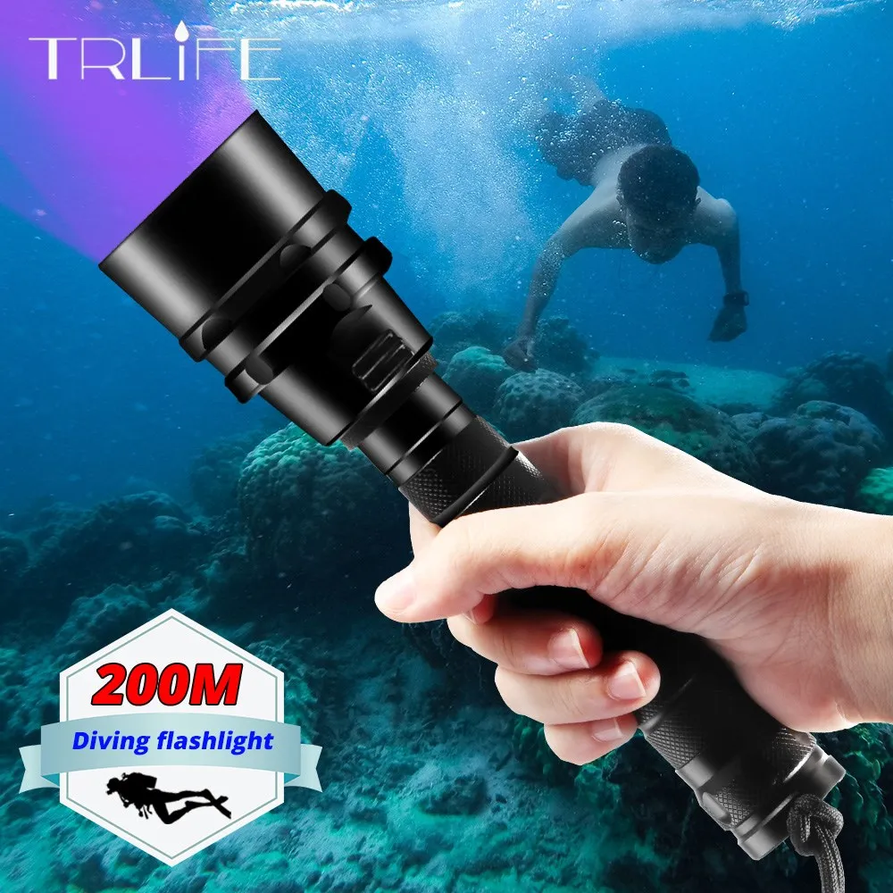 

35000LM LED Diving Flashlight Torch 5L2 5UV Diving Light 200M Underwater Tactical LED Flashlights Scuba Lantern for Diving Hunt