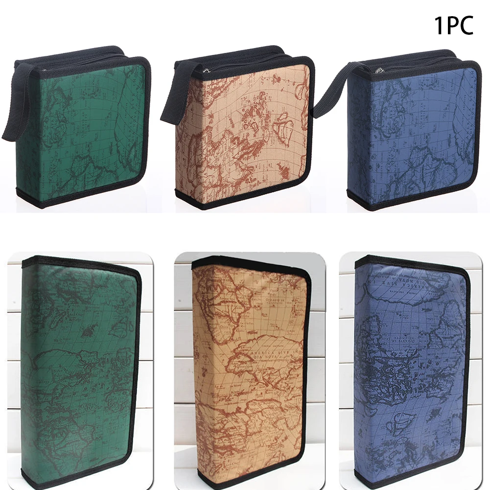 

Map Stripe Printing CD Case 40/80 Disc Carry Box Holder Package Car Storage Bag Album DVD CD Organizer Protective Cover Home #2