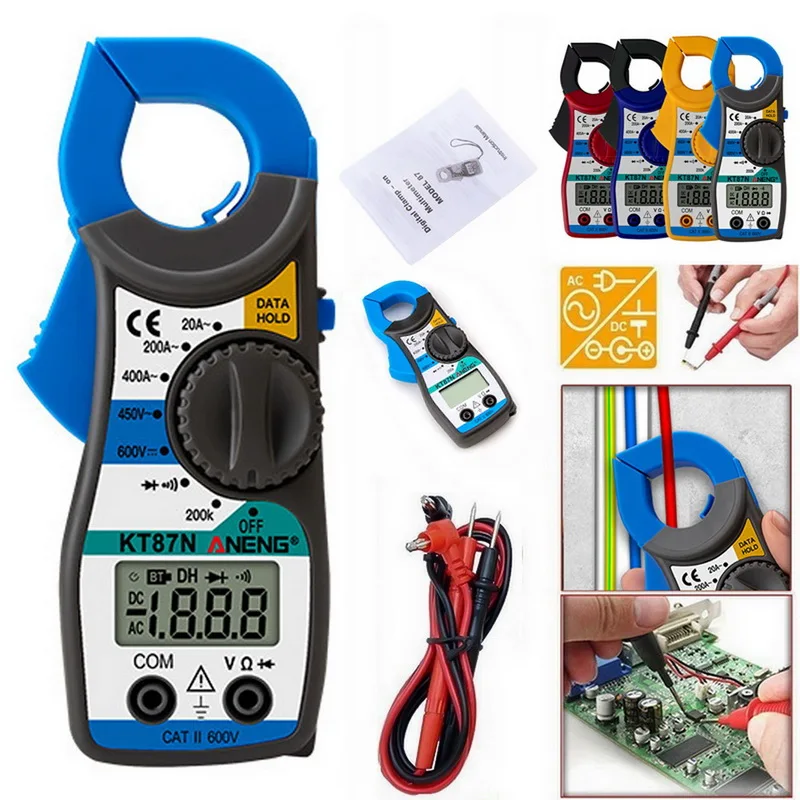 

1PCS Non Contact AC/DC Clamp Multimeter LCD Digital Current Ammeter Voltage Resistance Capacitance Volt Meter With Tester Probe