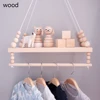 Nordic Wooden Wall Shelf With Clothes Rack Children Room Craft Storage Rack Rope Wall Hanging Kid Bedroom Living Room Decoration ► Photo 1/6