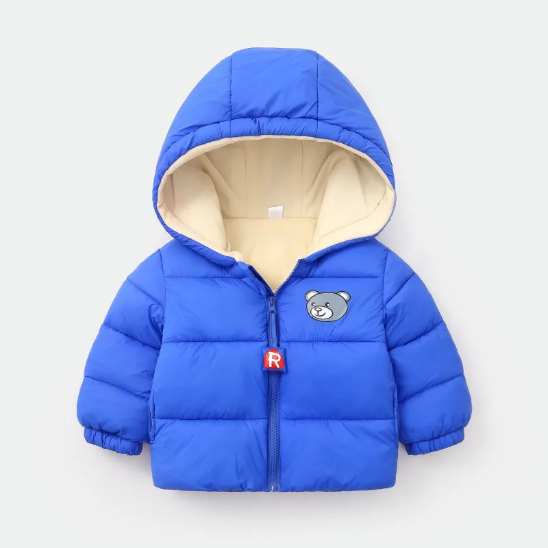 Olekid/осенне-зимняя флисовая куртка для малышей теплое бархатное пальто с капюшоном для новорожденных девочек детский зимний комбинезон для маленьких мальчиков, пуховик для малышей
