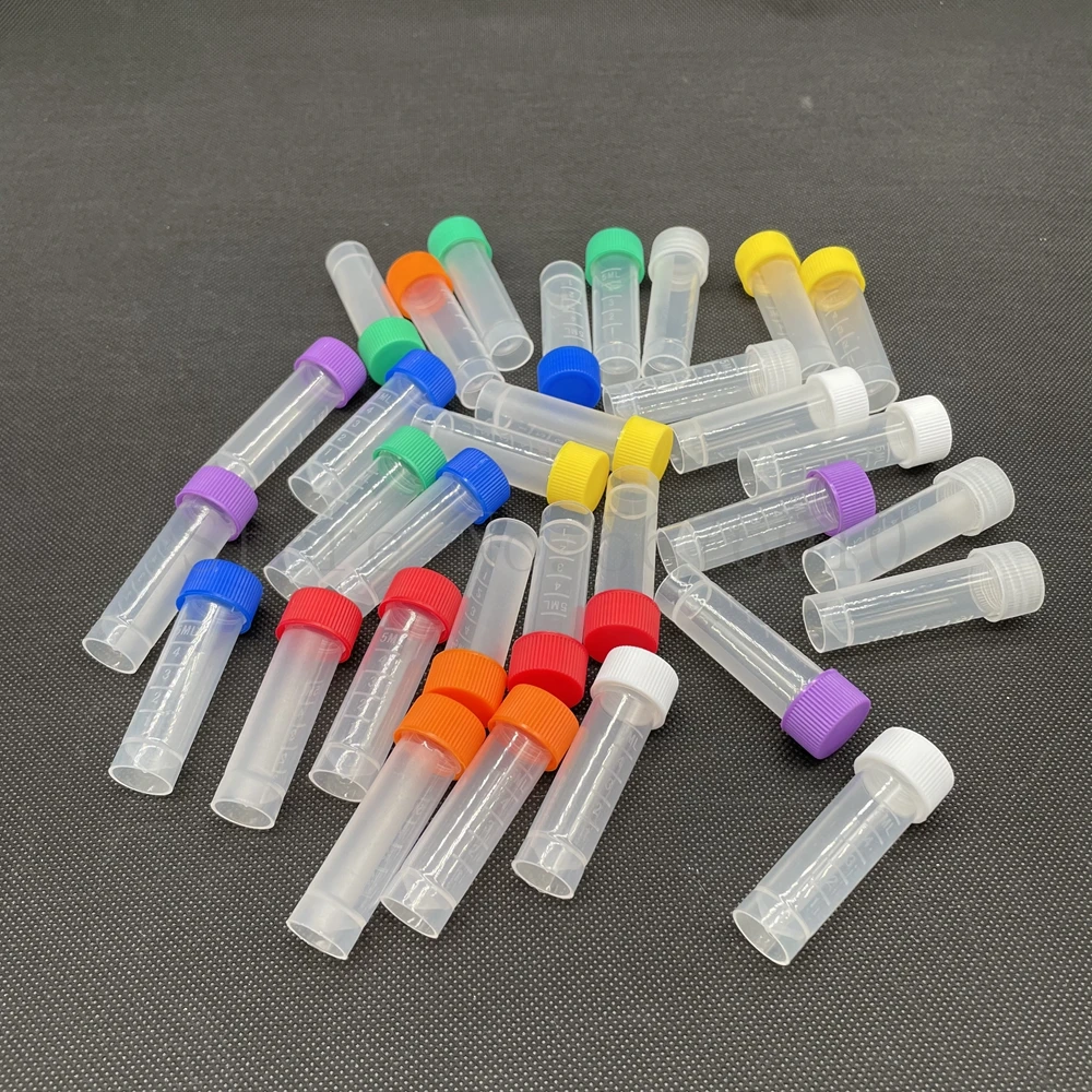 5ml Plastic Freezing Tube with thread cap ,Cryovial Preservative Tube Sample bottles with scale,Cold Storage gasket