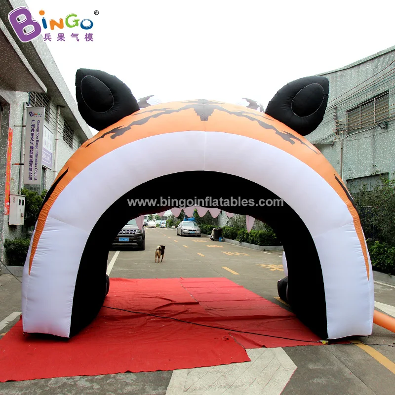 Customized 4x4.3x3.6mH Inflatable Tiger Mouth Tunnels Tent for Children and Adult /Zoo Theme Inflatable Toy Tent 6