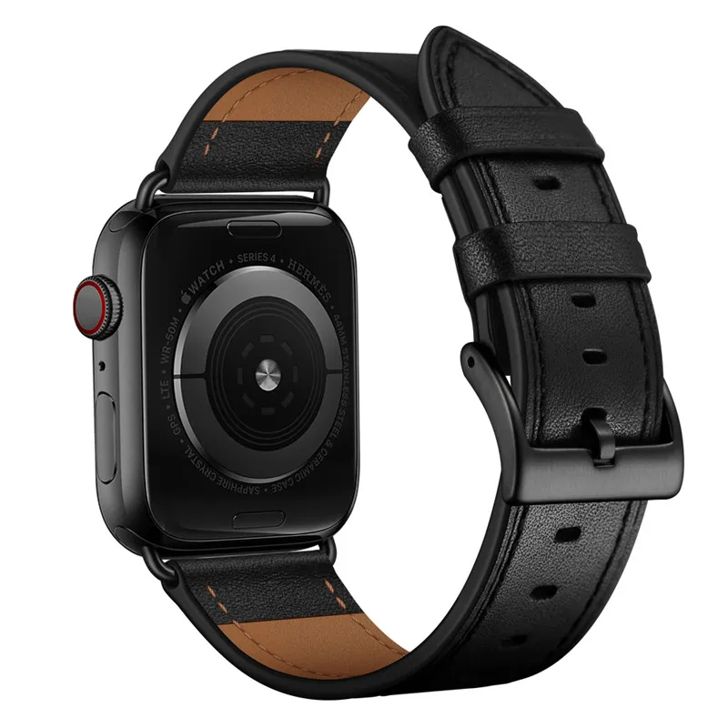 Совместимые Apple Watch Series 5 4 Band 44 мм 40 мм Лучшие браслеты из натуральной кожи для iwatch 1 2 3 38 мм 42 мм браслет