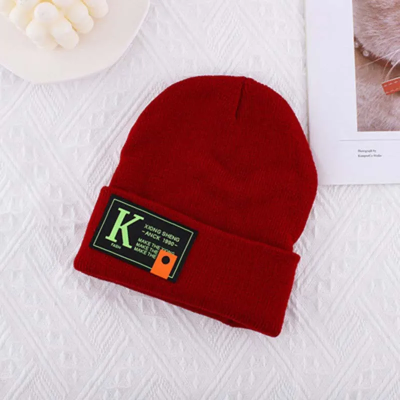 Japanese Candy-Colored Patch Knitted Hat Women's Autumn Winter Warmth Earmuffs All-Match Casual Men's Beanie Woolen Cap U46 green skully hat Skullies & Beanies