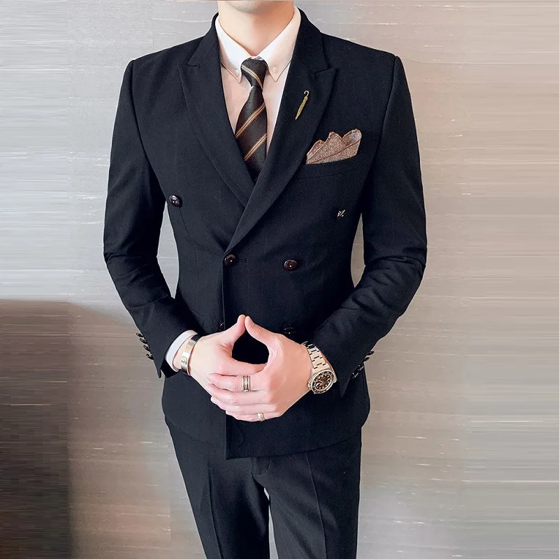 

Men Suits 2 Pieces Jacket Pants Business Uniform Office Suit Wedding Groom Tuexdo Slim Fit Casual Formal Asian Size Mens Sets