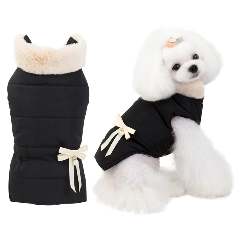 

Winter Dog Clothes Thicken Fleece Collar Dog Coat For Small Dog Warm Windproof Pet Cotton Padded Coat Pup Jacket