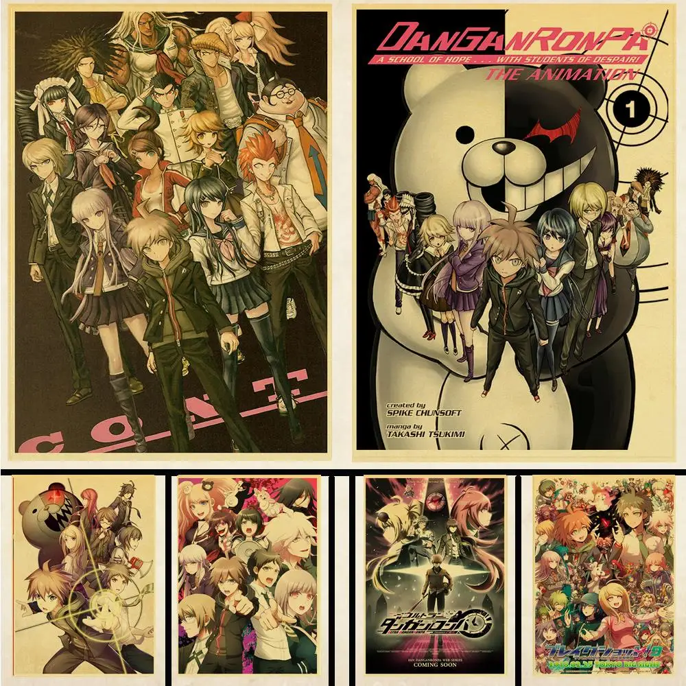Japanese anime Danganronpa retro poster kraft paper material decorative painting decoration living room bedroom bar cafe .