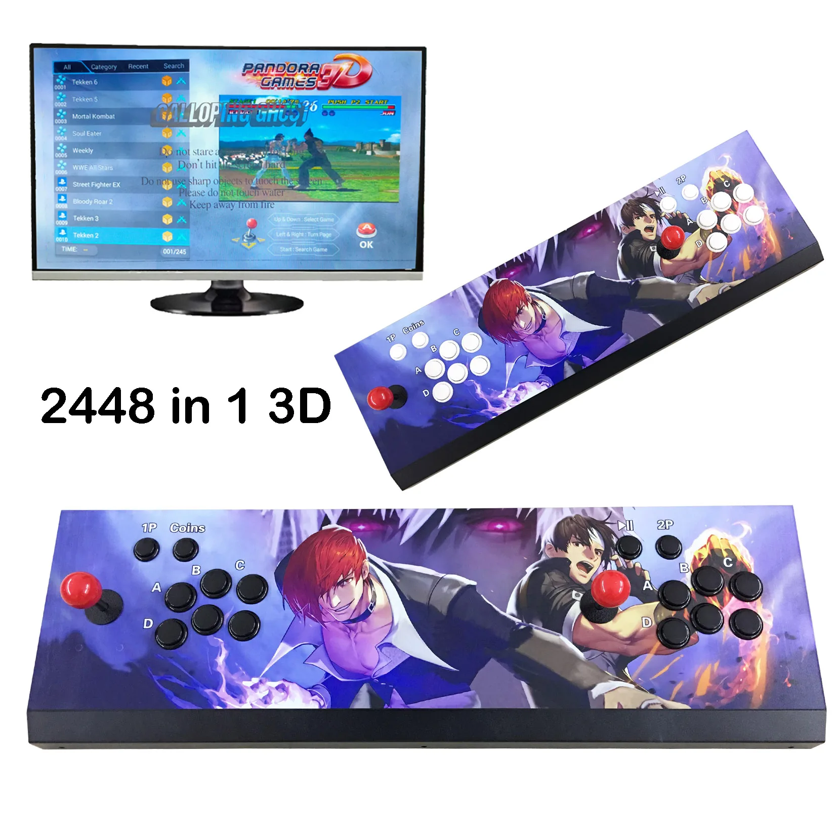 

2 player 2448 HD Retro Games 3D Pandora treasure Box Arcade Game Console 1920x1080 Full HD for PC/Laptop/TV/PS Controller (SNK)