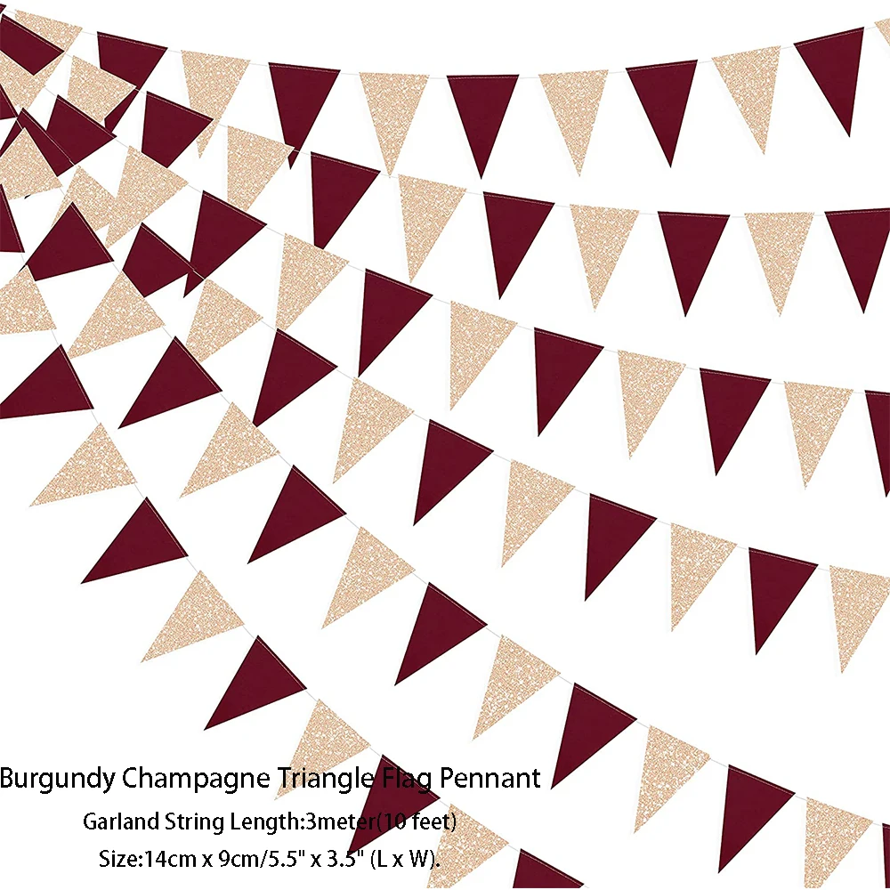 Rose Gold Paper Bunting Triangle Flags - Wedding & Party Hanging Decoration