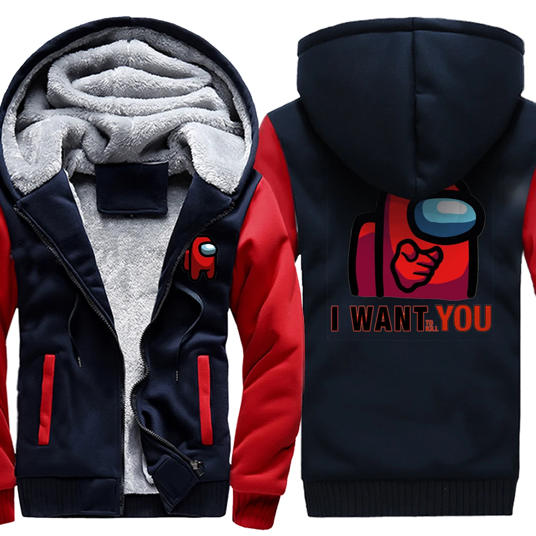 

I Want You Among Us Thicken Jackets Men Keep Warm Long Sleeve Clothing Hip Hop Fashion Hooded Tops Retro Hipster Sudadera Hombre