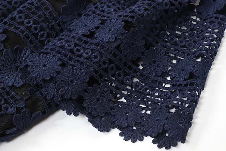 VERDEJULIAY Runway Lace Dress Summer Spring Luxury Blue Hollow Out Flower Embroidery High Quality Mini Dress Vestidos