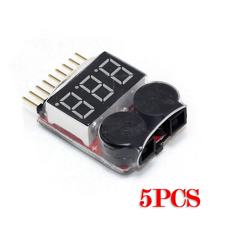 5PCS BB Sound Low Voltage Alarm 1-8S Lithium Battery Measurer Power Display for RC Drone Helicopter Car Boat | Игрушки и хобби