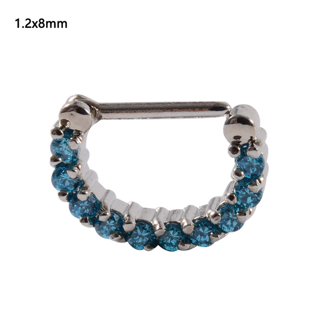 Stainless Steel Septum Clicker Hoop Ring Zircon Nose Ring  Ear Tragus Cartilage Daith Helix Earring Body Piercing Jewelry
