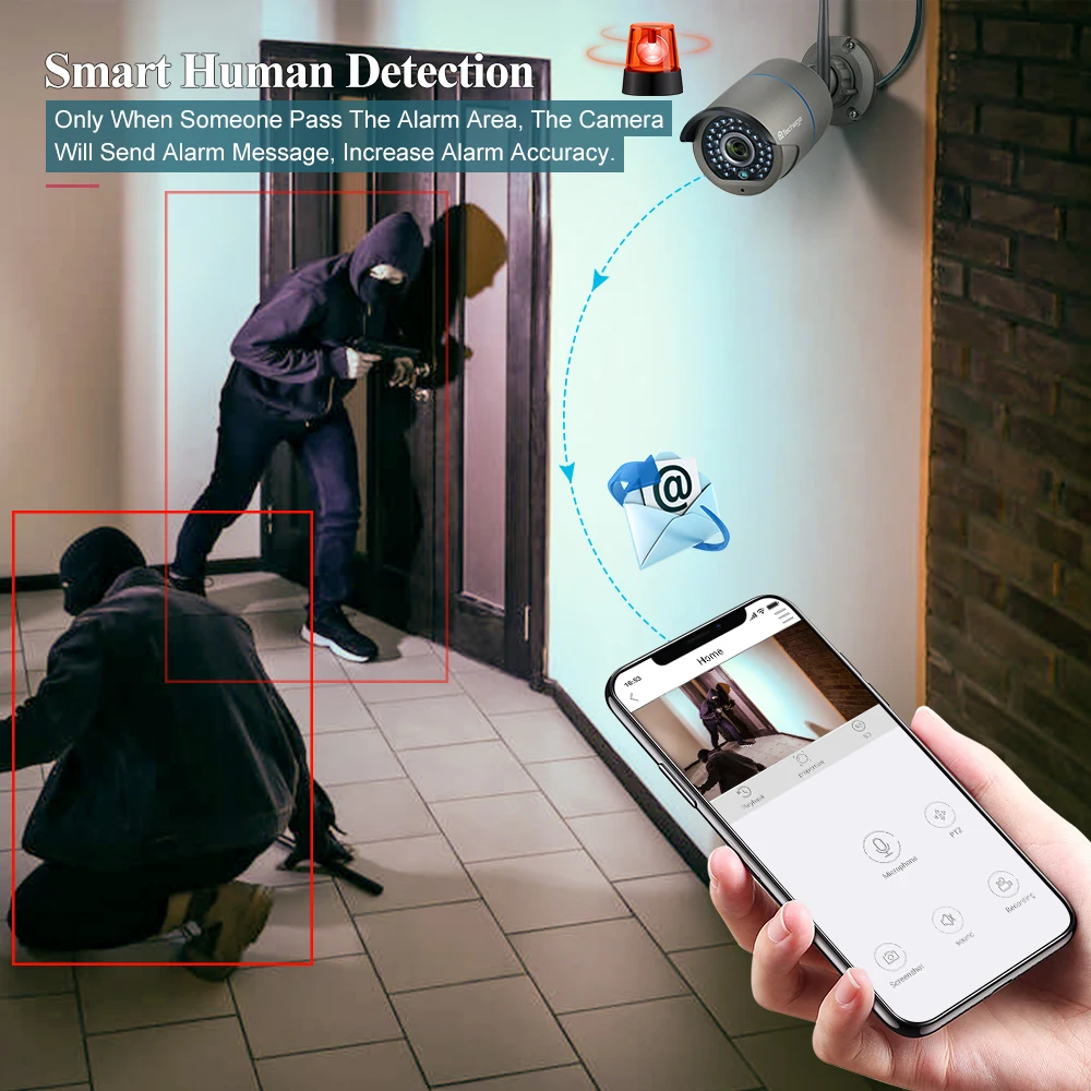 Techage 3MP 8CH Security CCTV WIFI System Set Human Detected Two Way Audio Record Outdoor Surveillance Wireless IP Camera Kit