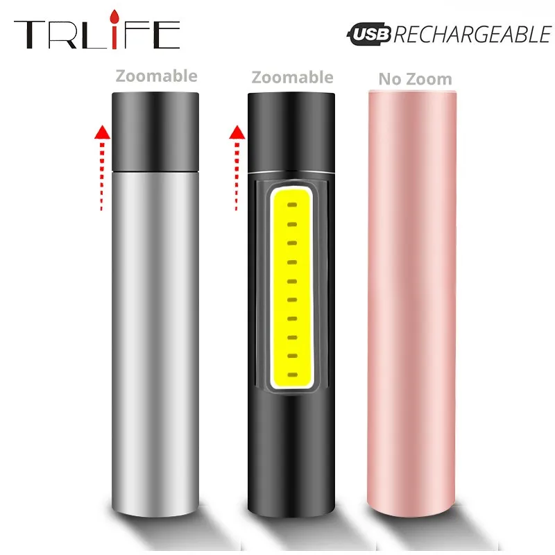 

Portable USB Rechargable 600mAh Mini LED Flashlight Waterproof Zoomable Torch Penlight 3 Mode Suit for Night Lighting,Camping