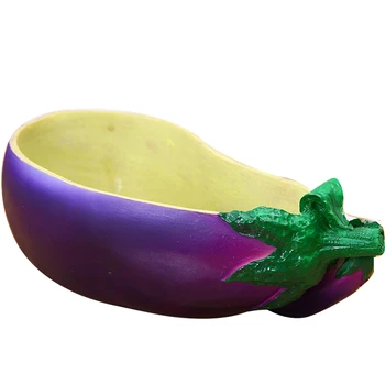 

Cute Flowerpot Resin Eggplant Shaped Purple Succulent Planter Desktop Decor Storage Container for Home Office (Purple)
