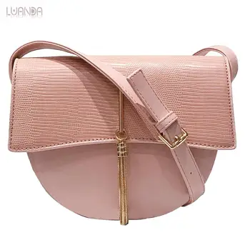 

Corssbody Bags For Girl Famous Brand Women Leather Messenger Bags Lady Designer Fashion Small Semicircular Tassel Shoulder Bag